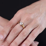 Victorian GIA 1.61 carat old mine cut diamond 14k yellow gold engagement ring