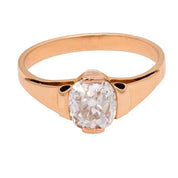 Victorian GIA 1.61 carat old mine cut diamond 14k yellow gold engagement ring