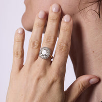 Edwardian GIA 5.04 carat old mine cut diamond 18k yellow gold engagement ring