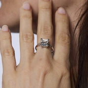 Art Deco GIA 2.56 carat carré cut diamond platinum engagement ring