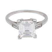 Art Deco GIA 2.56 carat carré cut diamond platinum engagement ring