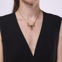 Victorian 1.95 carat amethyst pearl 14k yellow gold necklace