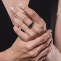 Victorian sapphire diamond 18k yellow gold ring