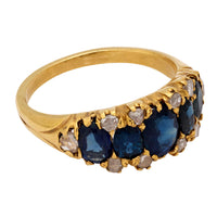 Victorian sapphire diamond 18k yellow gold ring