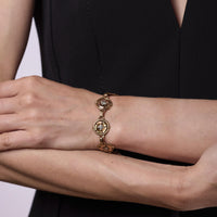 Retro diamond 10k rose gold flower bracelet