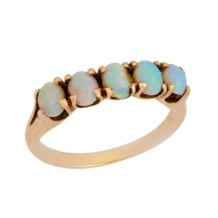 Vintage opal 14k yellow gold five stone ring