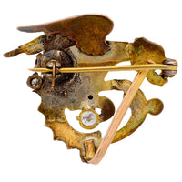 Vintage diamond ruby 10k yellow gold gryffin brooch