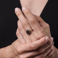 Victorian purple sapphire emerald 14k yellow gold cluster ring