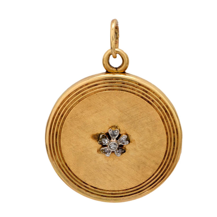 Mid Century diamond 14k yellow gold locket pendant