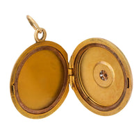 Mid Century diamond 14k yellow gold locket pendant