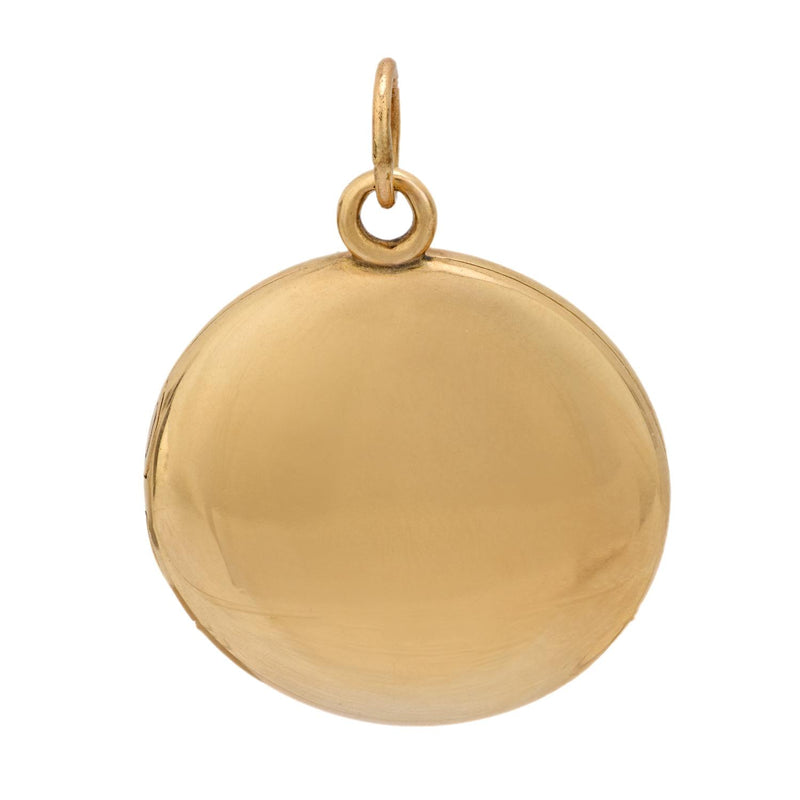 Mid Century diamond 14k yellow gold locket pendant