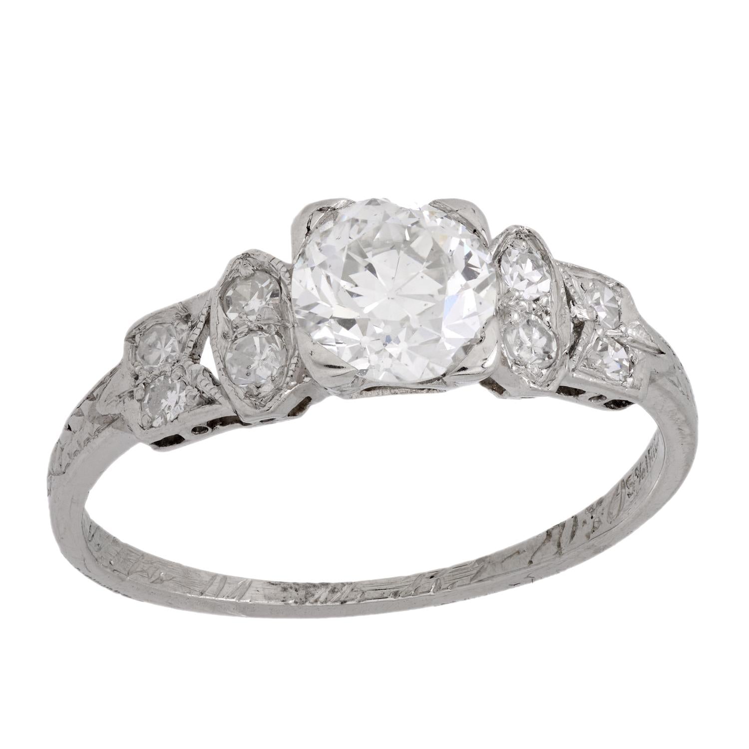 Edwardian diamond platinum engagement ring