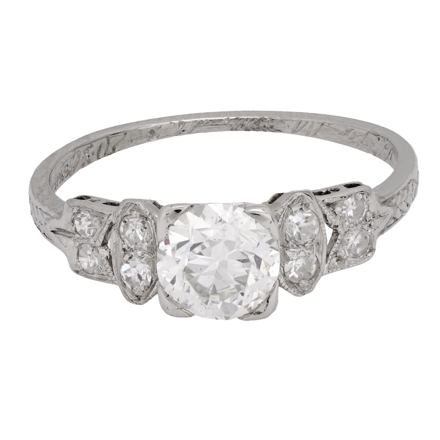 Edwardian diamond platinum engagement ring