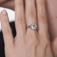 Art Deco GIA 2.67 carat old European diamond sapphire platinum engagement ring