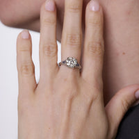 Art Deco GIA 2.67 carat old European diamond sapphire platinum engagement ring