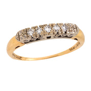 Retro diamond 14k yellow and white gold wedding ring