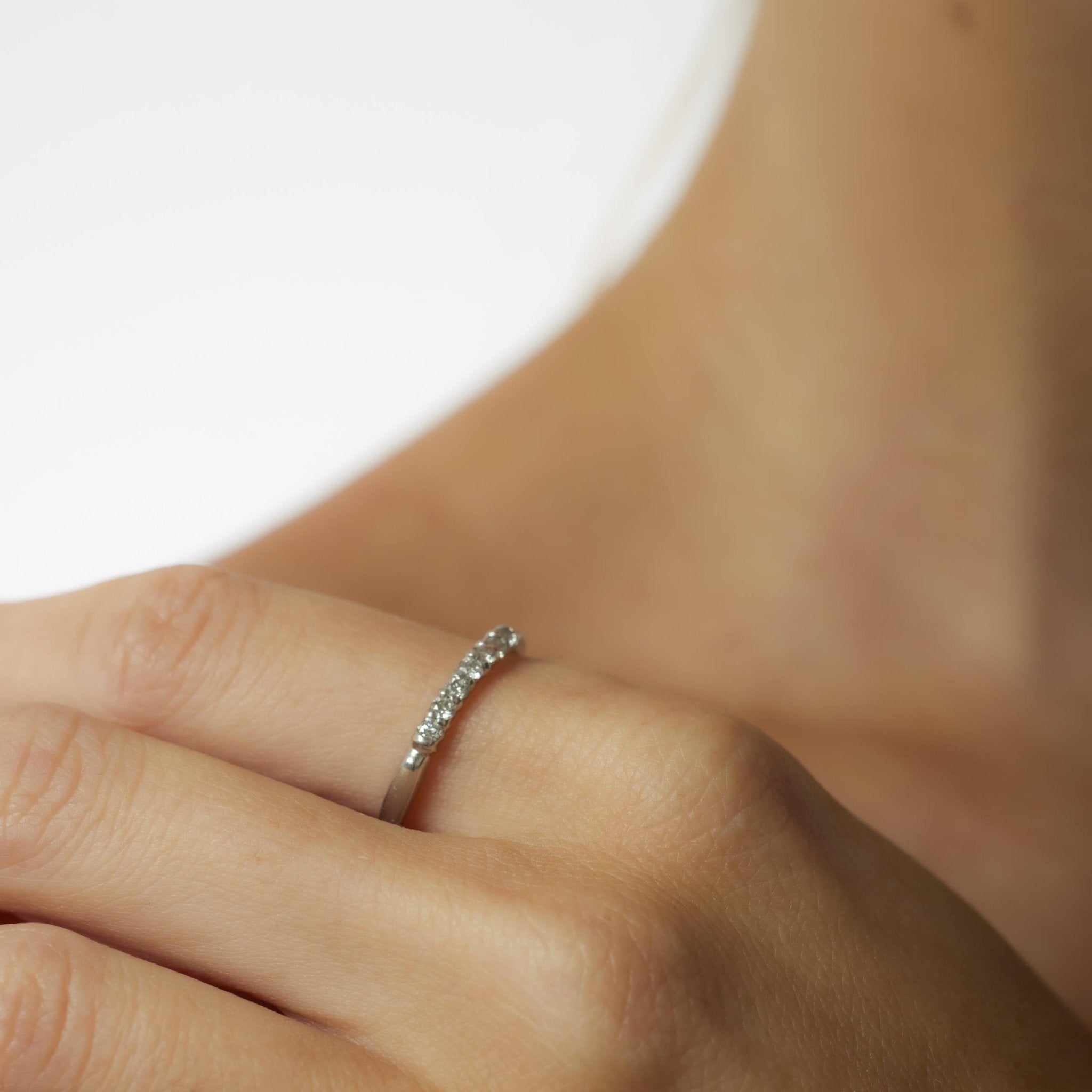 Mid Century diamond platinum wedding ring