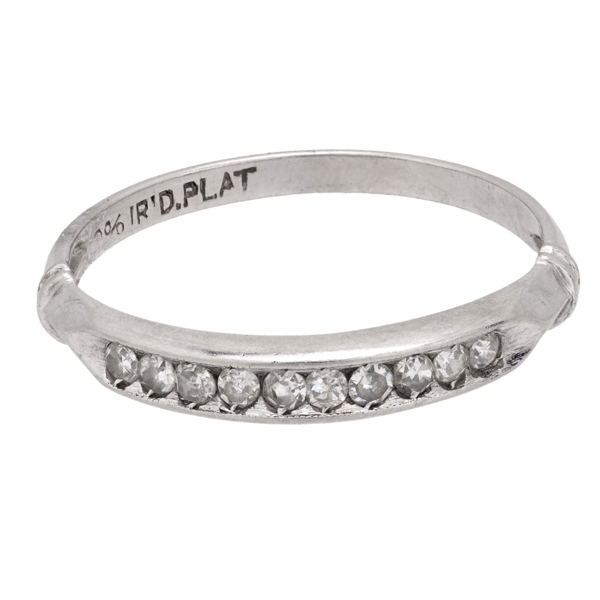 Art Deco diamond platinum wedding band