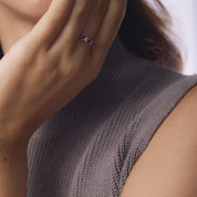 Retro ruby diamond 18k white gold eternity ring