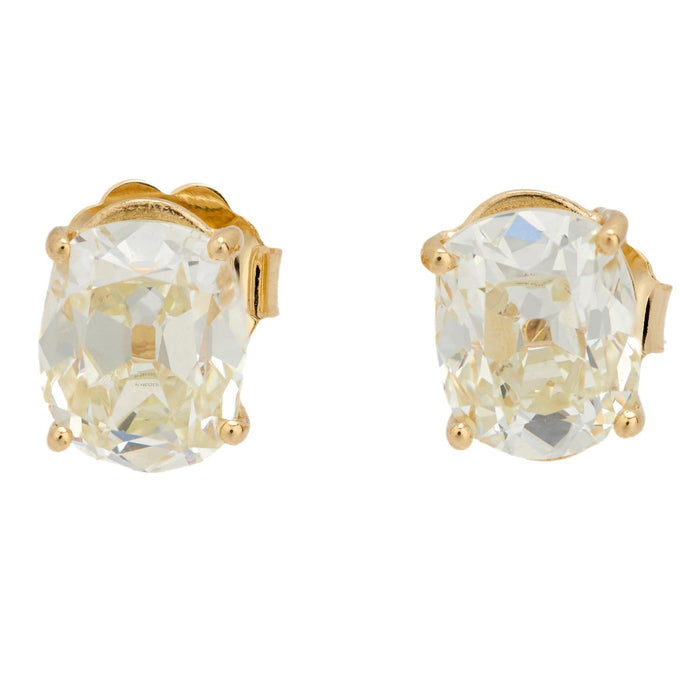 GIA 2.02 carat total weight diamond 14k yellow gold stud earrings