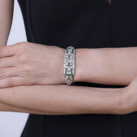 Art Deco 10 carat total weight diamond emerald platinum bracelet