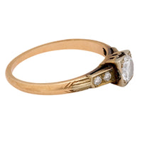 Retro diamond 14k yellow and white gold engagement ring