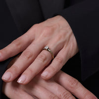 Retro diamond 14k yellow and white gold engagement ring