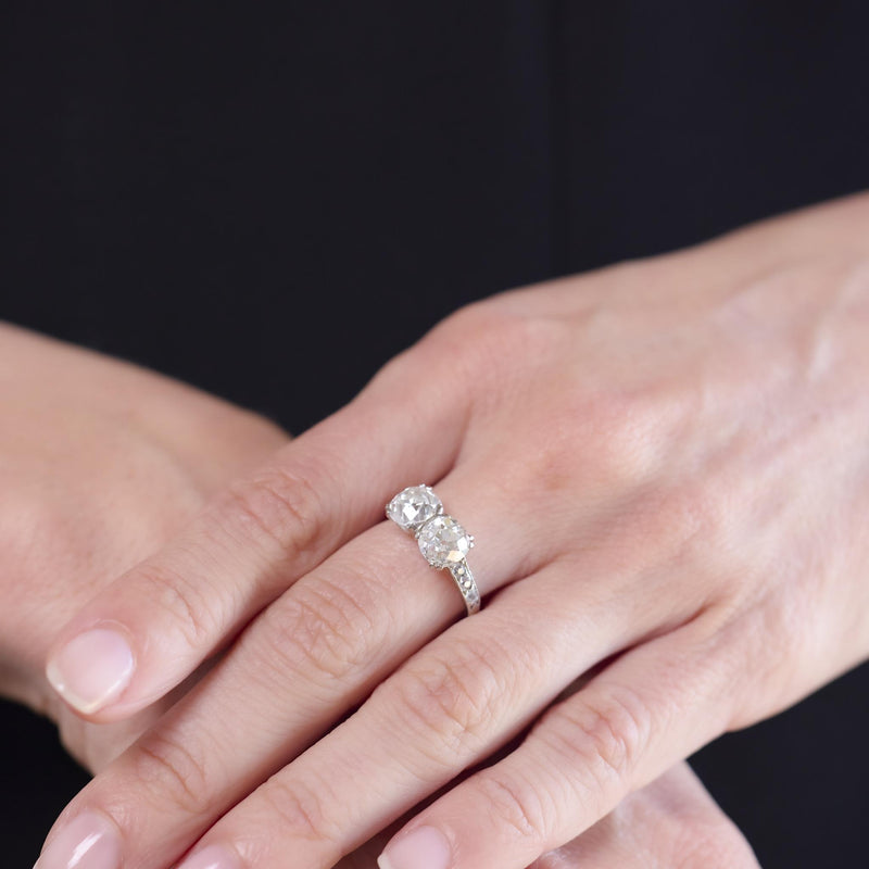 Art Deco GIA 2.95 carat old mine cut diamond platinum engagement ring