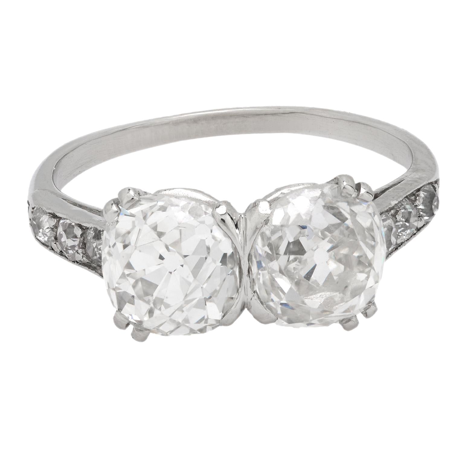 Art Deco GIA 2.95 carat old mine cut diamond platinum engagement ring