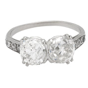 Art Deco GIA 2.95 carat old mine cut diamond platinum engagement ring