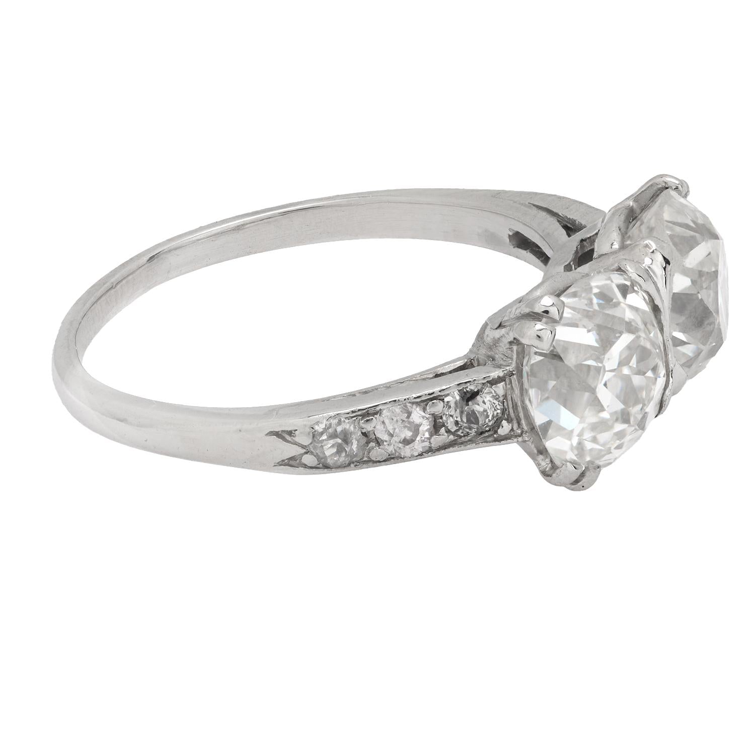 Art Deco GIA 2.95 carat old mine cut diamond platinum engagement ring