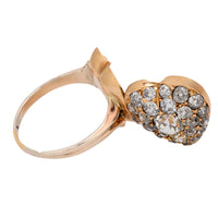 Victorian 2.85 carat total weight diamond 14k gold silver heart locket ring