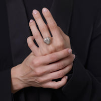 Victorian 2.85 carat total weight diamond 14k gold silver heart locket ring