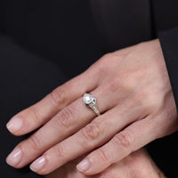 Art Deco diamond sapphire 18k white gold engagement ring