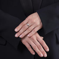 Art Deco diamond sapphire 18k white gold engagement ring