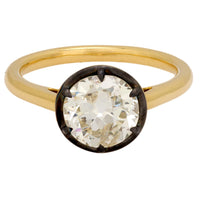 1.92 carat old European cut diamond 18k yellow gold engagement ring