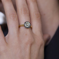 1.92 carat old European cut diamond 18k yellow gold engagement ring