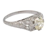 Art Deco GIA 1.01 carat old mine cut diamond platinum engagement ring
