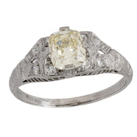 Art Deco GIA 1.01 carat old mine cut diamond platinum engagement ring