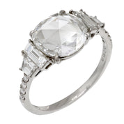 GIA 2.45 carat rose cut diamond platinum engagement ring