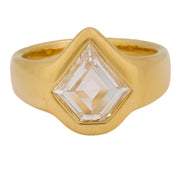 GIA 1.51 carat kite cut diamond 18k yellow gold ring