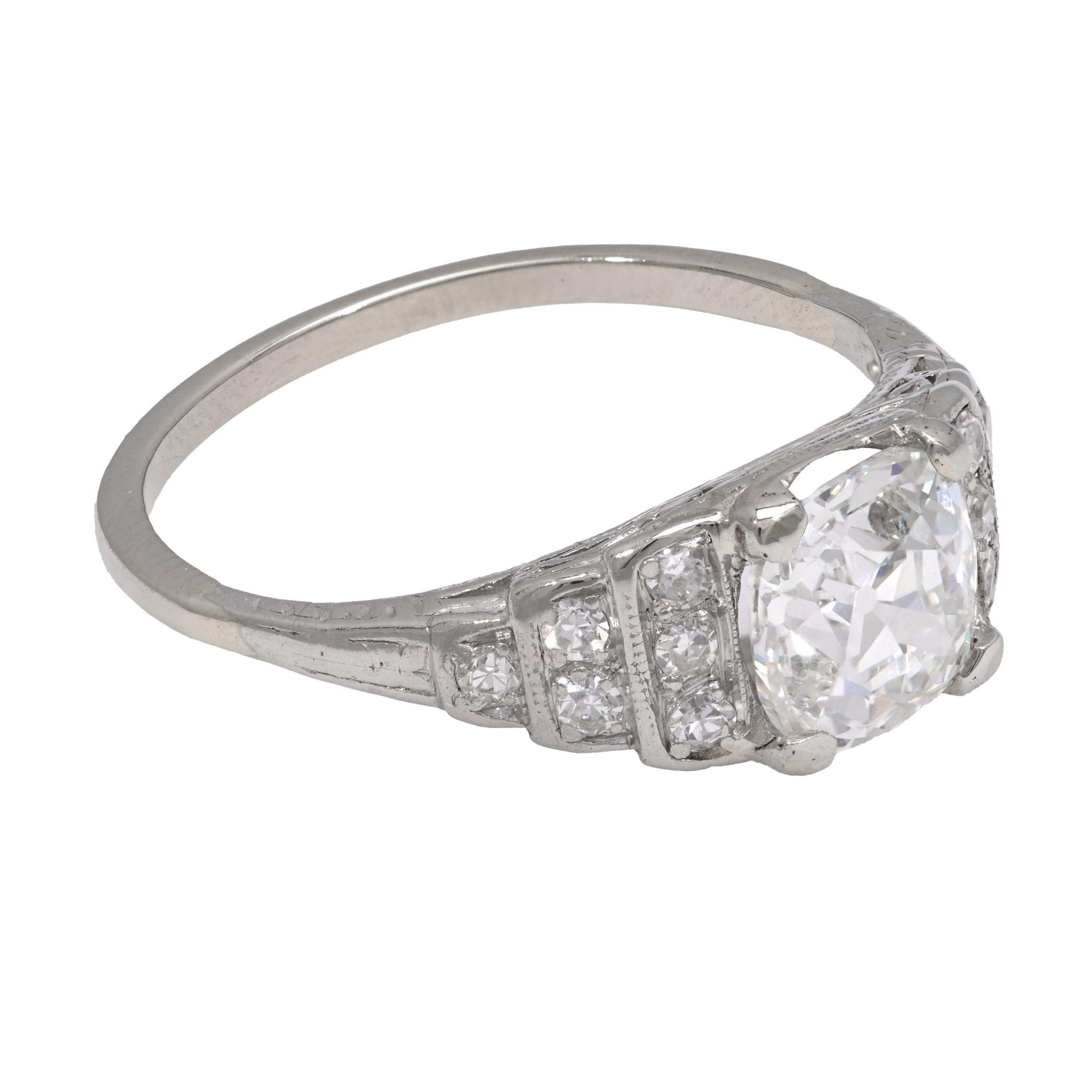 Art Deco GIA 1.96 carat diamond platinum engagement ring