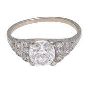 Art Deco GIA 1.96 carat diamond platinum engagement ring