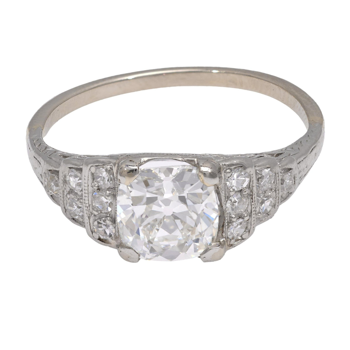 Art Deco GIA 1.96 carat diamond platinum engagement ring