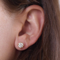 Vintage 1.90 carat diamond 14k yellow gold stud earrings