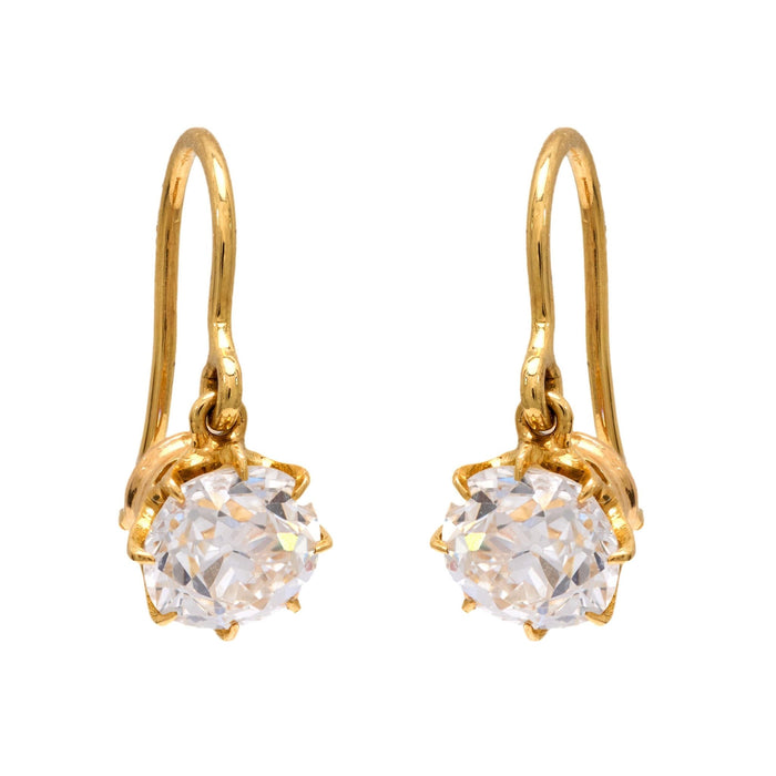Victorian 1.70 carat total weight diamond 18k yellow gold drop earrings