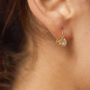 Victorian 1.70 carat total weight diamond 18k yellow gold drop earrings