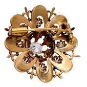 Victorian diamond 18k yellow gold and enamel brooch
