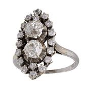 Mid Century diamond platinum navette ring