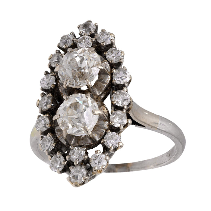 Mid Century diamond platinum navette ring